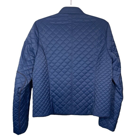 Women's Orvis Navy Blue Quilted Jacket M Mandarin Collar Snap Front - Picture 2 of 11